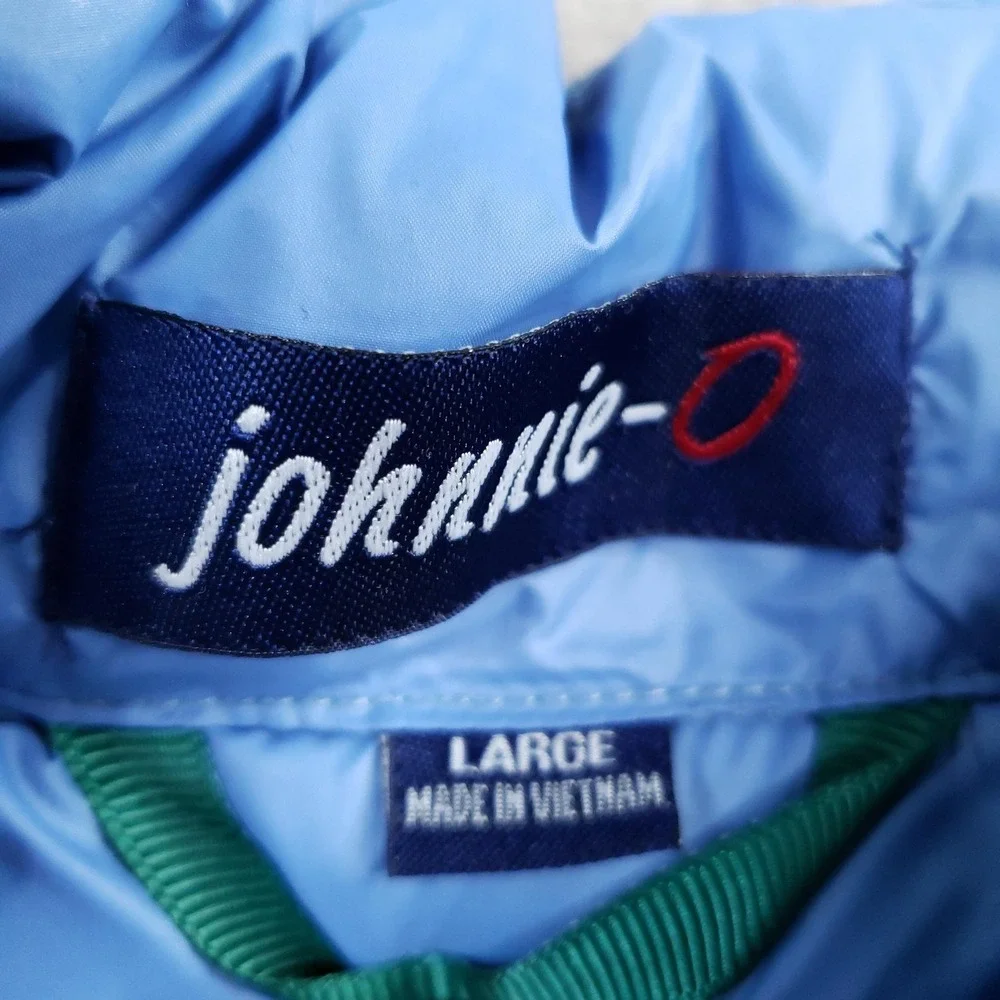 Johnnie-O Vest Mens Large Green Puffer Quilted Full Zip‎ Lightweight Hiking
